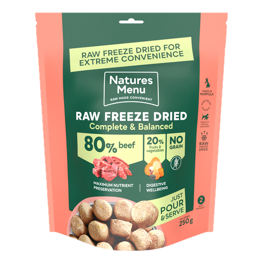 Natures Menu 80% Beef Freeze-Dried Dog Food Nuggets 5x 250g