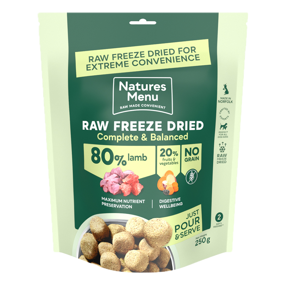 Natures Menu 80% Lamb Freeze Dried Dog Food Nuggets 5 x 250g