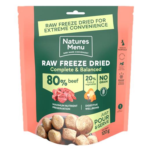 Natures Menu 80% Beef Freeze-Dried Dog Food Nuggets 7 x 120g