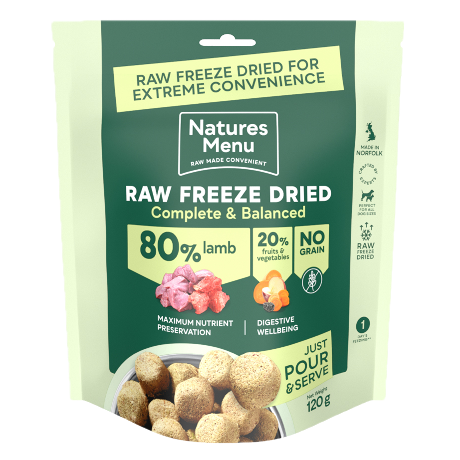 Natures Menu 80% Lamb Raw Freeze Dried Dog Food 7 x 120g