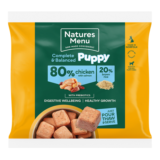 Natures Menu Puppy Raw Frozen Food 80% Chicken Salmon Nuggets 1 x 1kg